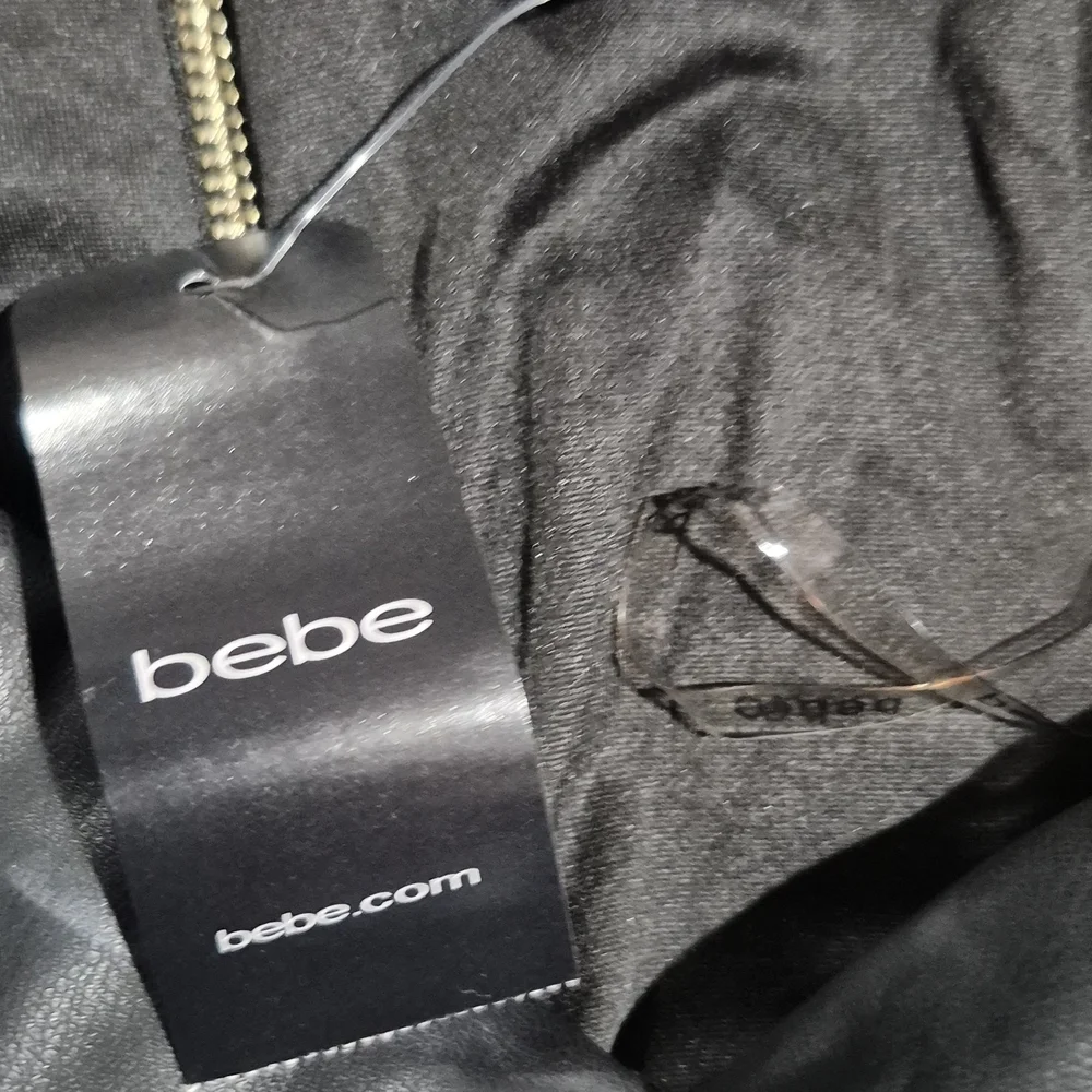 Bebe Black Jumpsuit with Vegan Leather Detail